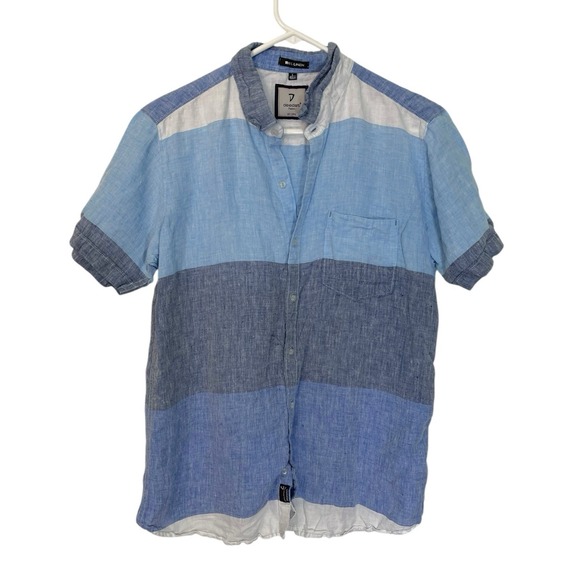 Deedat Other - 7 Diamonds Men's Blue Stripe Casual Button-Down Shirt 👕